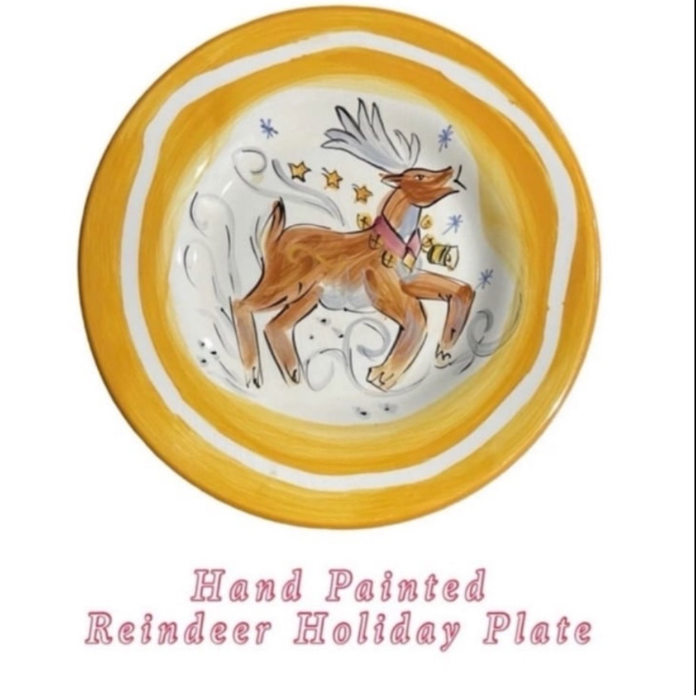 Festive Tabletops Unlimited Reindeer Plate – Christmas Porcelain Plate